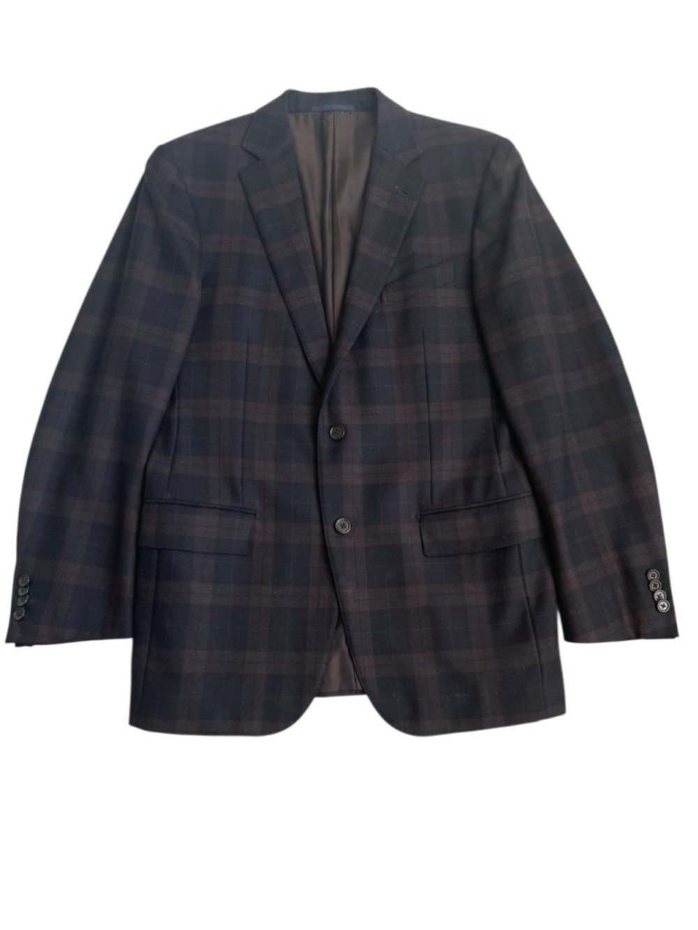 Ermenegildo Zegna Switzerland Plaid Blazer Sport Coat Mens 40R Black Brown Wool